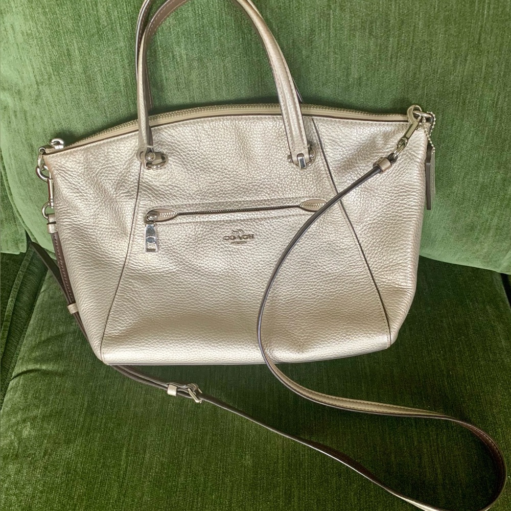 COACH pale gold leather bag